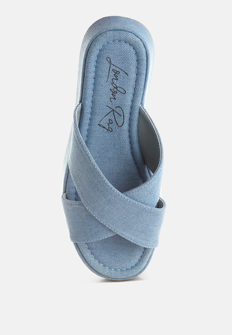 Karbi Denim Flatform Slip Ons-3