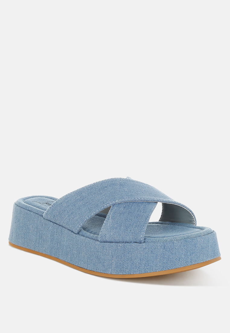 Karbi Denim Flatform Slip Ons-1
