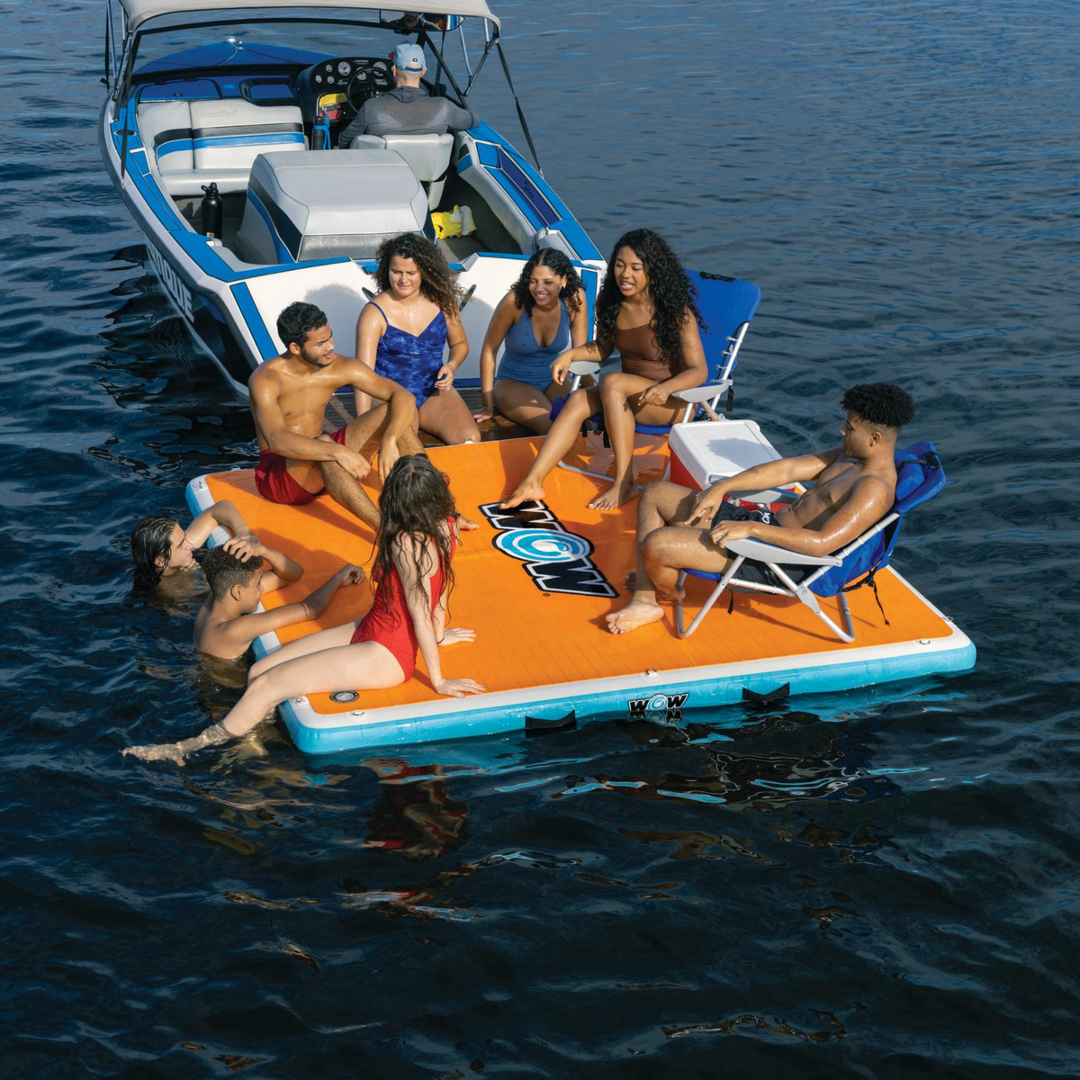 WOW Watersports 8'x8'x6" Drop Stitch Vacation Station Dock with Deckpad-2