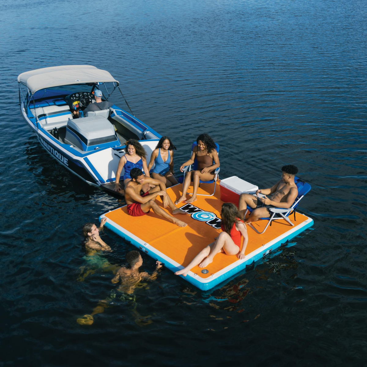 WOW Watersports 8'x8'x6" Drop Stitch Vacation Station Dock with Deckpad-0