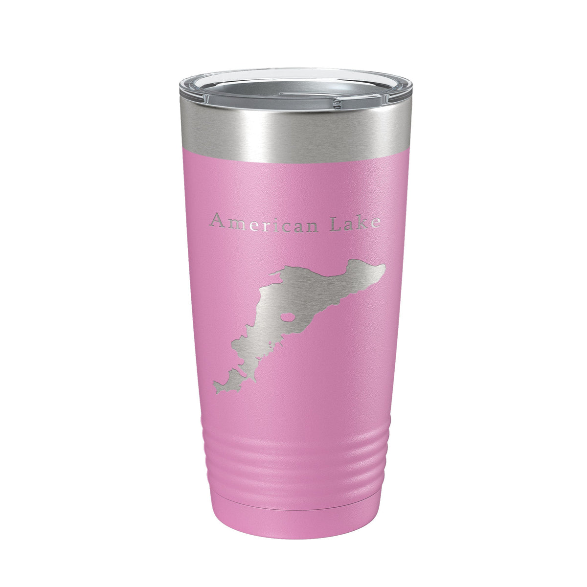 American Lake Map Tumbler Travel Mug Insulated Laser Engraved Coffee Cup Washington 20 oz