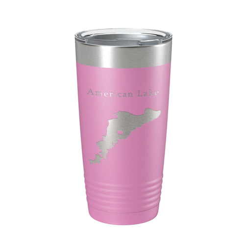 American Lake Map Tumbler Travel Mug Insulated Laser Engraved Coffee Cup Washington 20 oz
